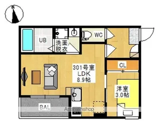 REGALEST 十日市Ⅱ【3階】の間取り