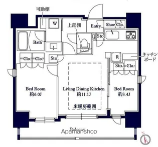 GRAN PASEO八丁堀Ⅱ【11階】の間取り
