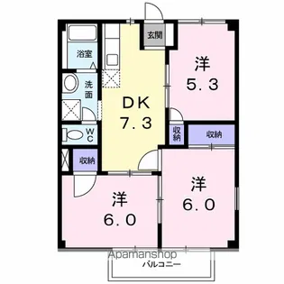 カレントハウスⅡC【2階】の間取り