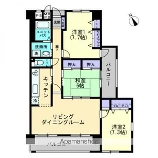 アルファシティ屋島壱番館(穴吹HS)【6階】の間取り