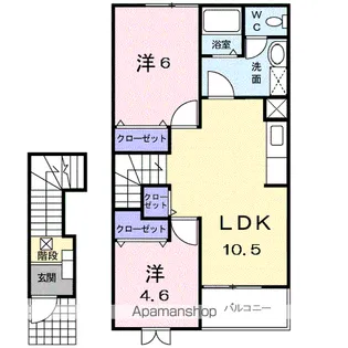 コーポことぶきB【2階】の間取り