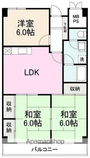 第三グリーンハイツ松縄【3階】の間取り