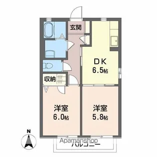 コーポ シャルダン【2階】の間取り