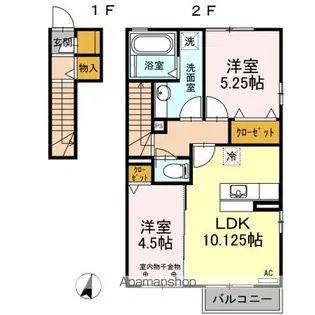 グリーンハイツ八坂東【2階】の間取り