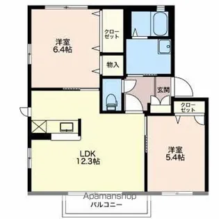 ウエストコートA【1階】の間取り