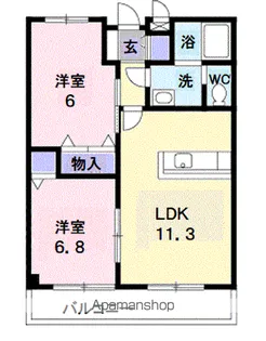 ポワクールF【2階】の間取り