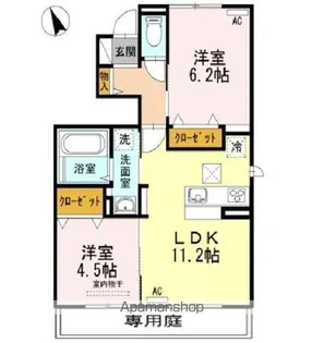 エスポアール持丸【1階】の間取り
