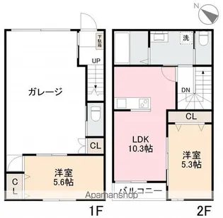 THE KAMIFUKUOKA【103号室】の間取り