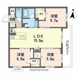 シャーメゾンオリエント【1階】の間取り