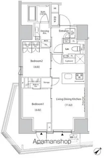 ザ・パークハビオ市ヶ谷イースト【10階】の間取り