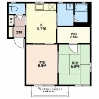 ディアス竹渕A棟B棟【A202号室】の間取り
