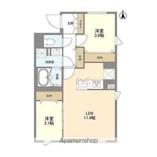 ウェルスクエア中野坂上Ⅱ【4階】の間取り