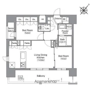 シーズンフラッツ渡辺通【11階】の間取り