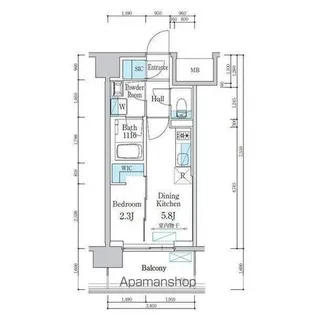 デュオフラッツ仙台木町通エアリ【3階】の間取り