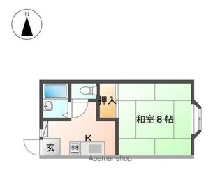 ドリームパレス由良【1B号室】の間取り