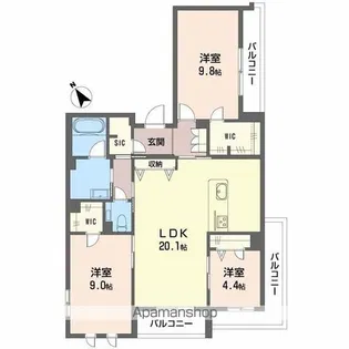シャーメゾン雅【201号室】の間取り