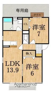 アンシャンテ葛城B【1階】の間取り