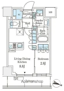 パークアクシス横浜阪東橋【6階】の間取り