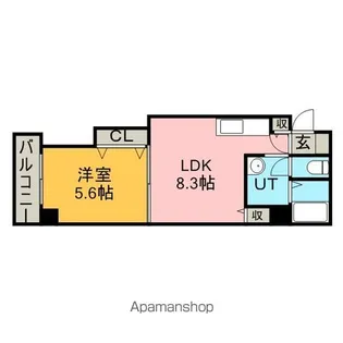 ブルースカイ北20【6階】の間取り