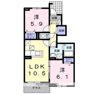 フランメゾン南沖洲B【1階】の間取り