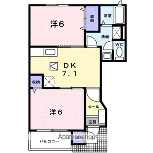 メゾンプリモデイーネⅠ【1階】の間取り