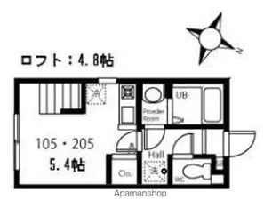 ハーミットクラブハウスキアーヴェ【2階】の間取り