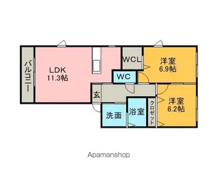 ルミエール割木【2階】の間取り