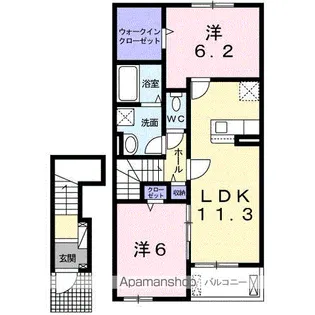 ノーブルB【203号室】の間取り