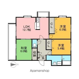 シャトル中島【A201号室】の間取り