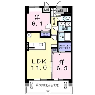 ペットマンションあかやま【2階】の間取り