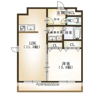 カーネ米山【4階】の間取り