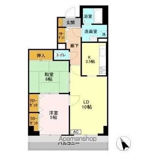 オーシャンビュー弐番館【10階】の間取り