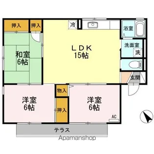 グランドハイツ三野【1階】の間取り