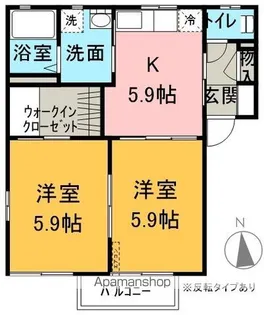 レインボー美晴 C棟【C201号室】の間取り