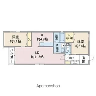 Celenest高岳【4階】の間取り