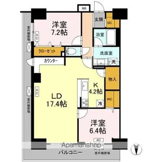 グランセジュール大国町【7階】の間取り