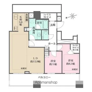 WORLD TOWER RESIDENCE【44階】の間取り