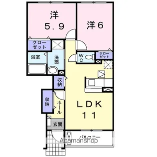 ブルークリアネスA【1階】の間取り