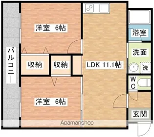 ディアコート大橋【2階】の間取り