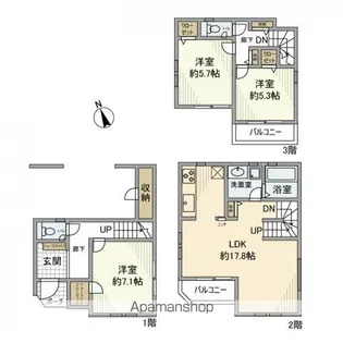 東京都新宿区中落合3丁目【一戸建】の間取り