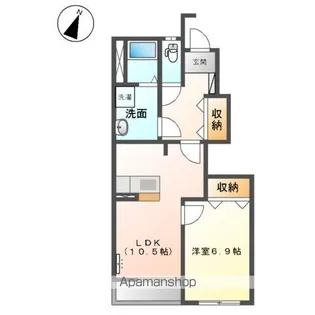 オーシャンビュー 緑ヶ丘【106号室】の間取り