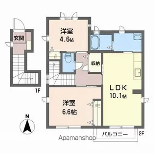 徳島県徳島市論田町本浦下【アパート】の間取り