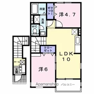 ヴィラージュ波風B【2階】の間取り