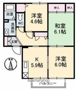 コーポ中的場 Ⅲ棟【1階】の間取り