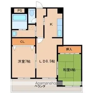 HKIマンション東見前【1階】の間取り