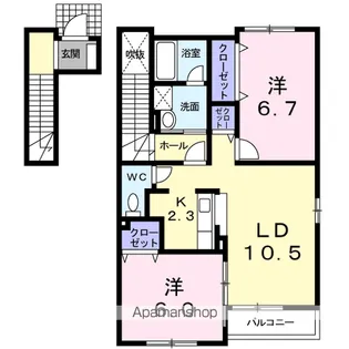 プラージュ・デ・レストⅡ【2階】の間取り