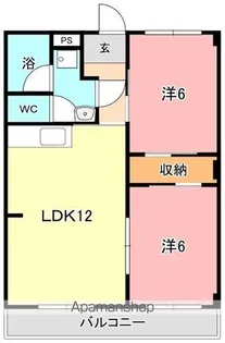 虫明第2マンション【3階】の間取り