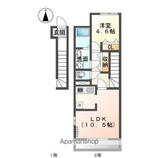 ソレイユ元山町Ⅰ・Ⅱ【2階】の間取り