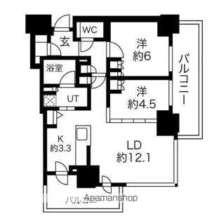 ザ・札幌タワーズ ウエストタワー【13階】の間取り