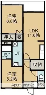 サンヴィレッヂはなぞの(サンヴィレッヂハナゾノ)【302号室】の間取り